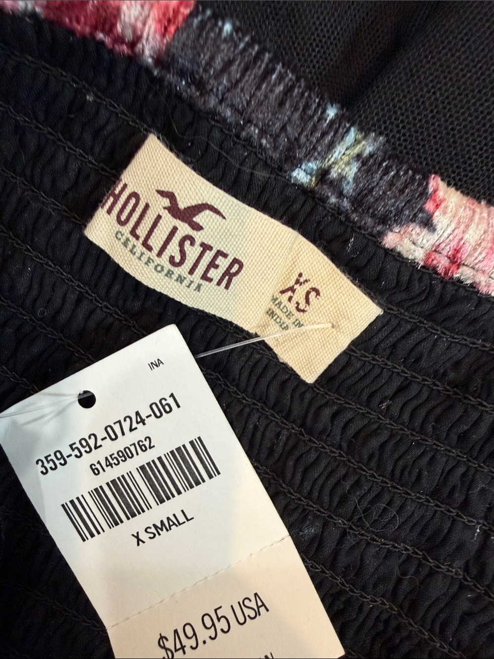 NWT Hollister Strapless Black Tulle Dress with Floral Corset Bodice - Picture 5 of 6